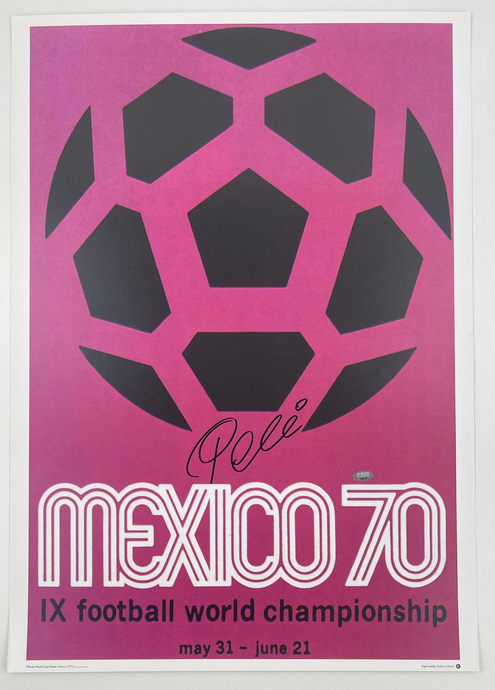 Auction comp thumbnail for Pelé Signed World Cup Poster and Signed Card, Sports Memorabilia Authenticated (University Archives, Lot 537)