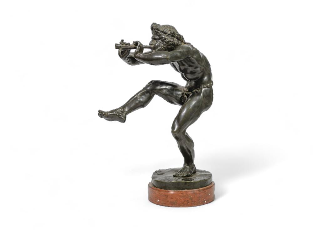 Eugène Louis Lequesne comparable auction result: eug ne louis lequesne french 1815 1887 bronze faun playing a pipe signed stamped gautier diteur 45cm including base