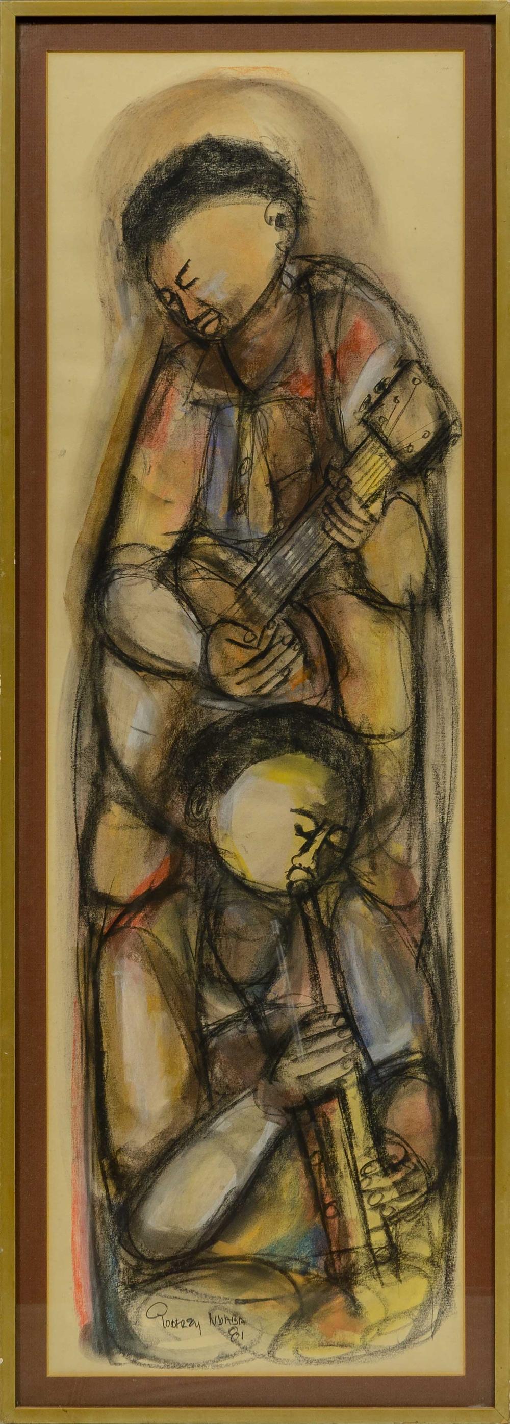 Godfrey Ndaba comparable auction result: godfrey ndaba sa born 1947 mixed media musicians signed dated 81 95 x 30