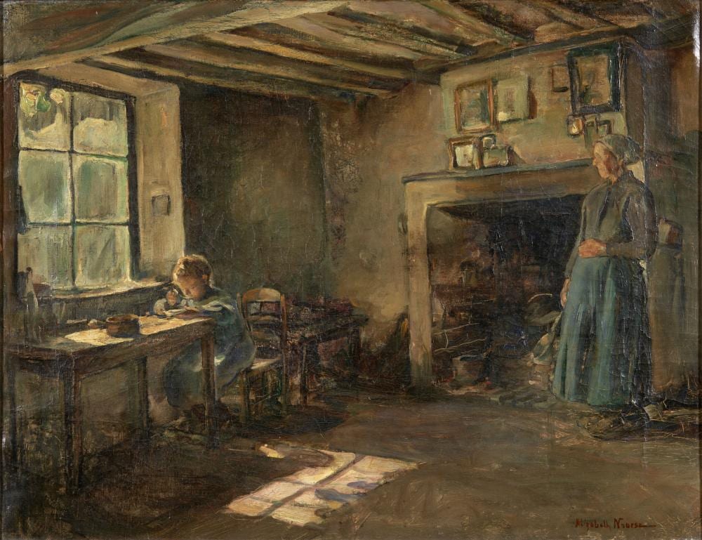 Elizabeth Nourse comparable auction result: elizabeth nourse american 1859 1938 interior with mother and child 17 x 22 in 43 2 x 55 9 cm framed 20 1 8 x 25 1 4 x 1 3 8 in 51 2 x 64 1 x 3 5 cm