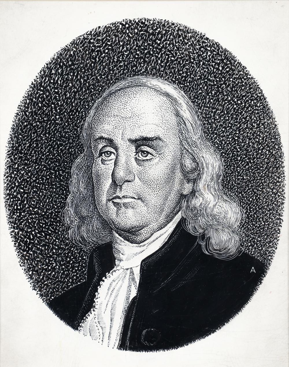 Andrey Avinoff comparable auction result: andrey avinoff ink portrait of benjamin franklin