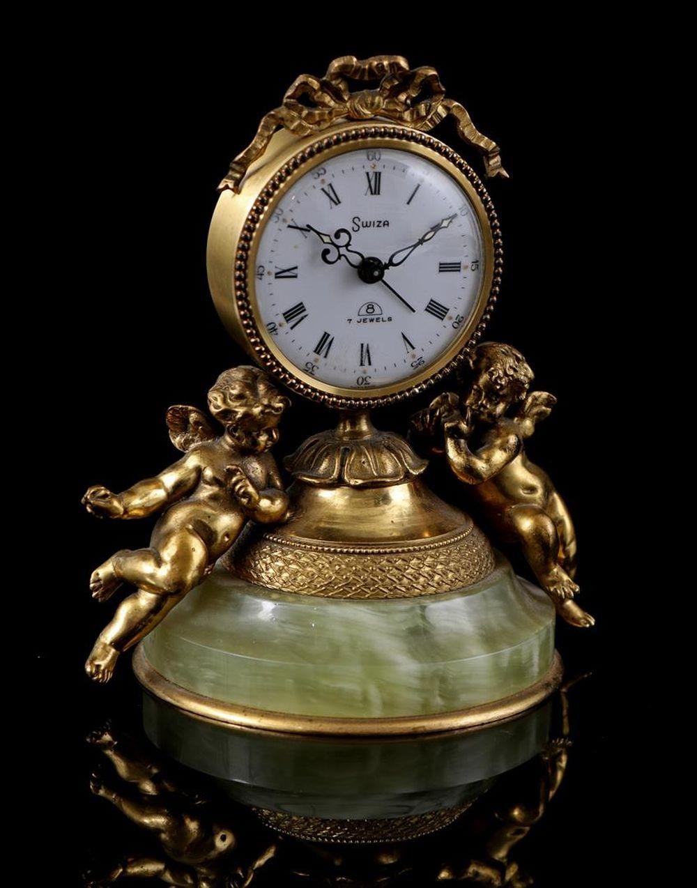SWIZA BRONZE TABLE CLOCK sold by Derksen Veilingbedrijf, lot 3180 — auction record photograph