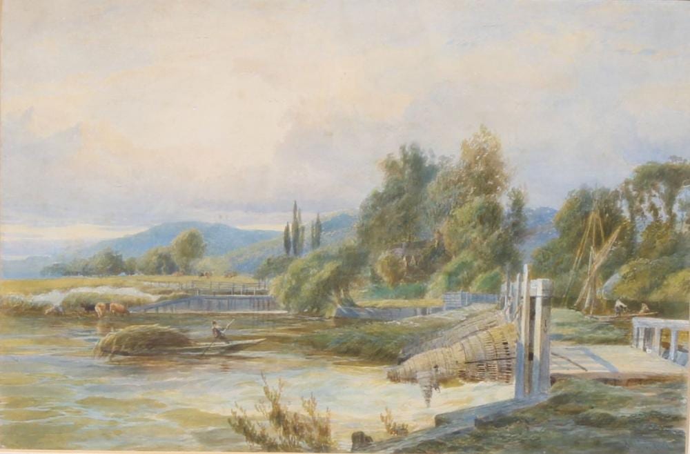 joseph charles reed 1822 1877 eel pots signed name and title to frame watercolour 33cm x 47cm · Bamfords Auctioneers and Valuers Ltd · 2024-09-04 Joseph Charles Reed comparable auction result: joseph charles reed 1822 1877 eel pots signed name and title to frame watercolour 33cm x 47cm