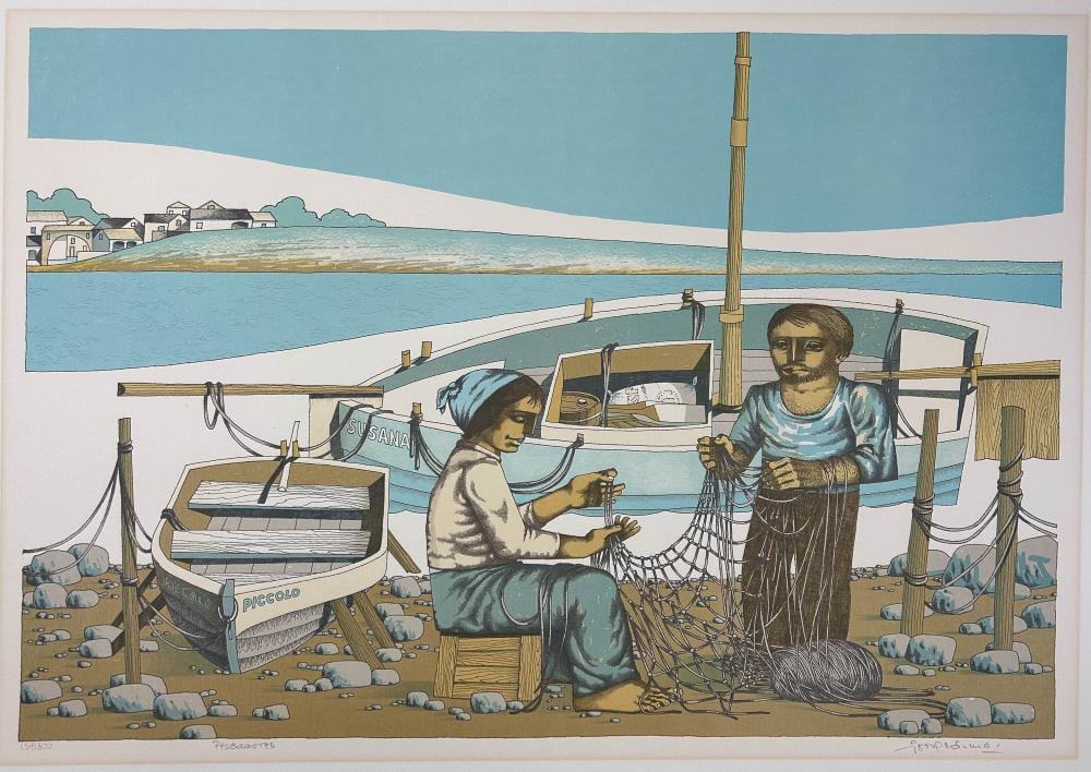 Jorge Dumas comparable auction result: jorge dumas 1928 1985 fishermen colored lithograph