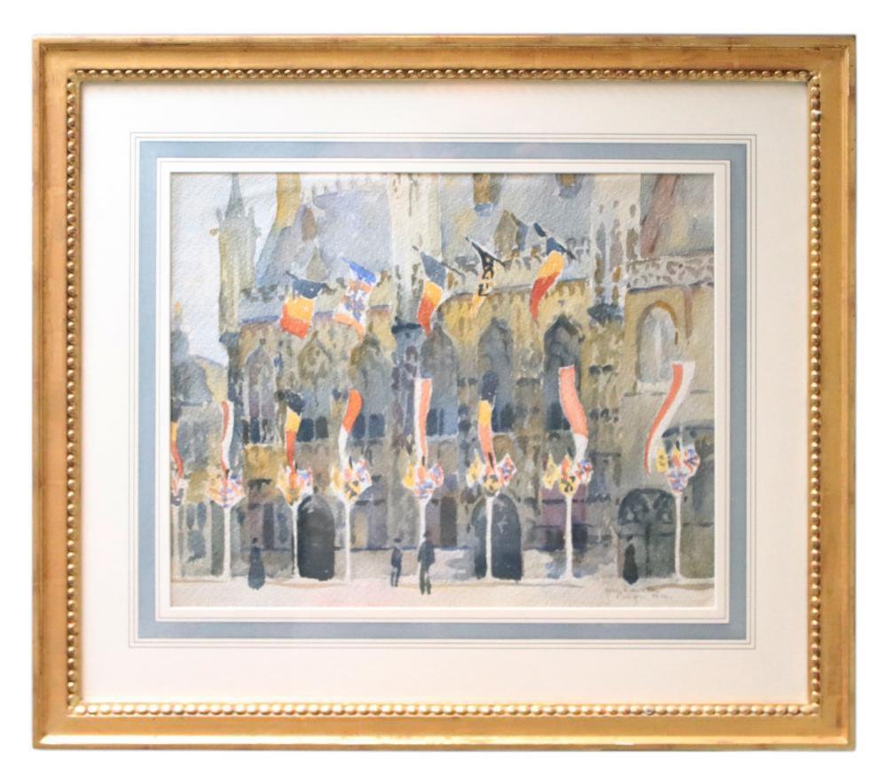John Lavalle comparable auction result: john lavalle hotel de ville bruges watercolor