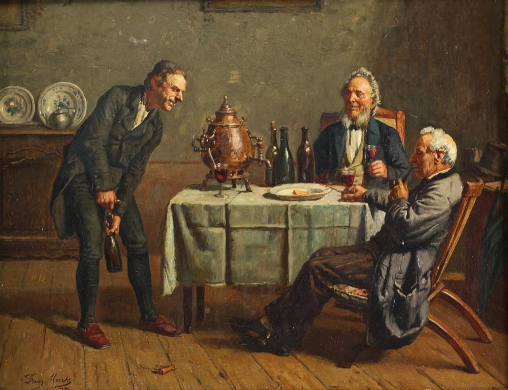 Frans Meerts comparable auction result: franz meerts 1836 1896 la degustation oil on mahogany panel signed