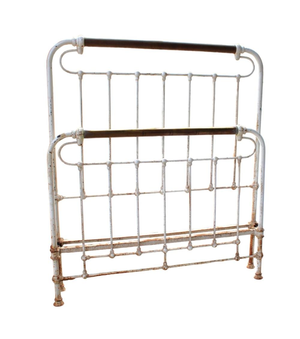 Antique brass and iron victorian bed with rails sold by South Jersey Auction by Babington Auction Inc., lot 214 — auction record photograph