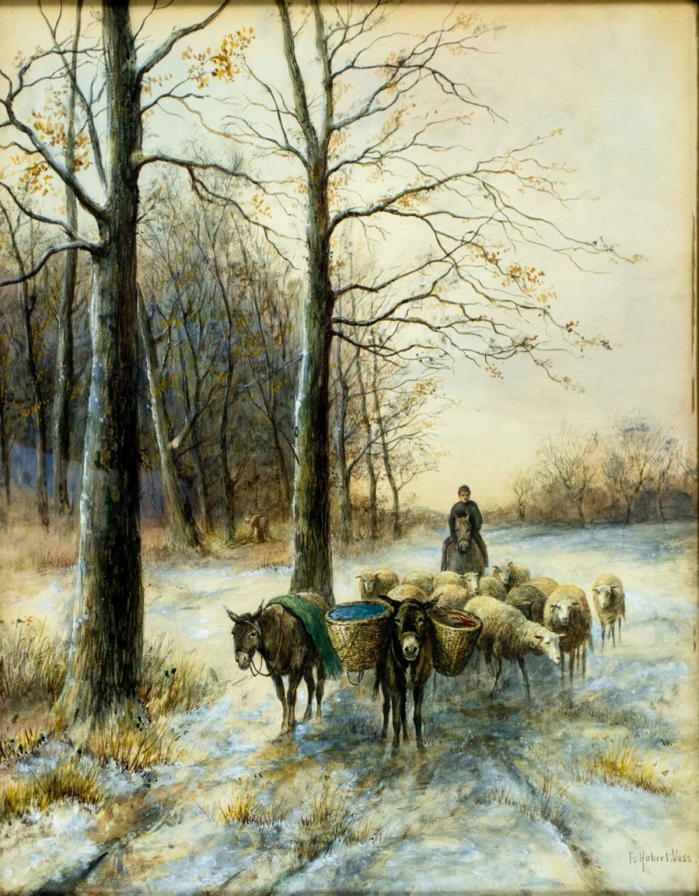 hubert vos ny belgian dutch 1855 1935 watercolor painting antique · Broward Auction Gallery LLC · 2024-11-03 Hubert Vos comparable auction result: hubert vos ny belgian dutch 1855 1935 watercolor painting antique