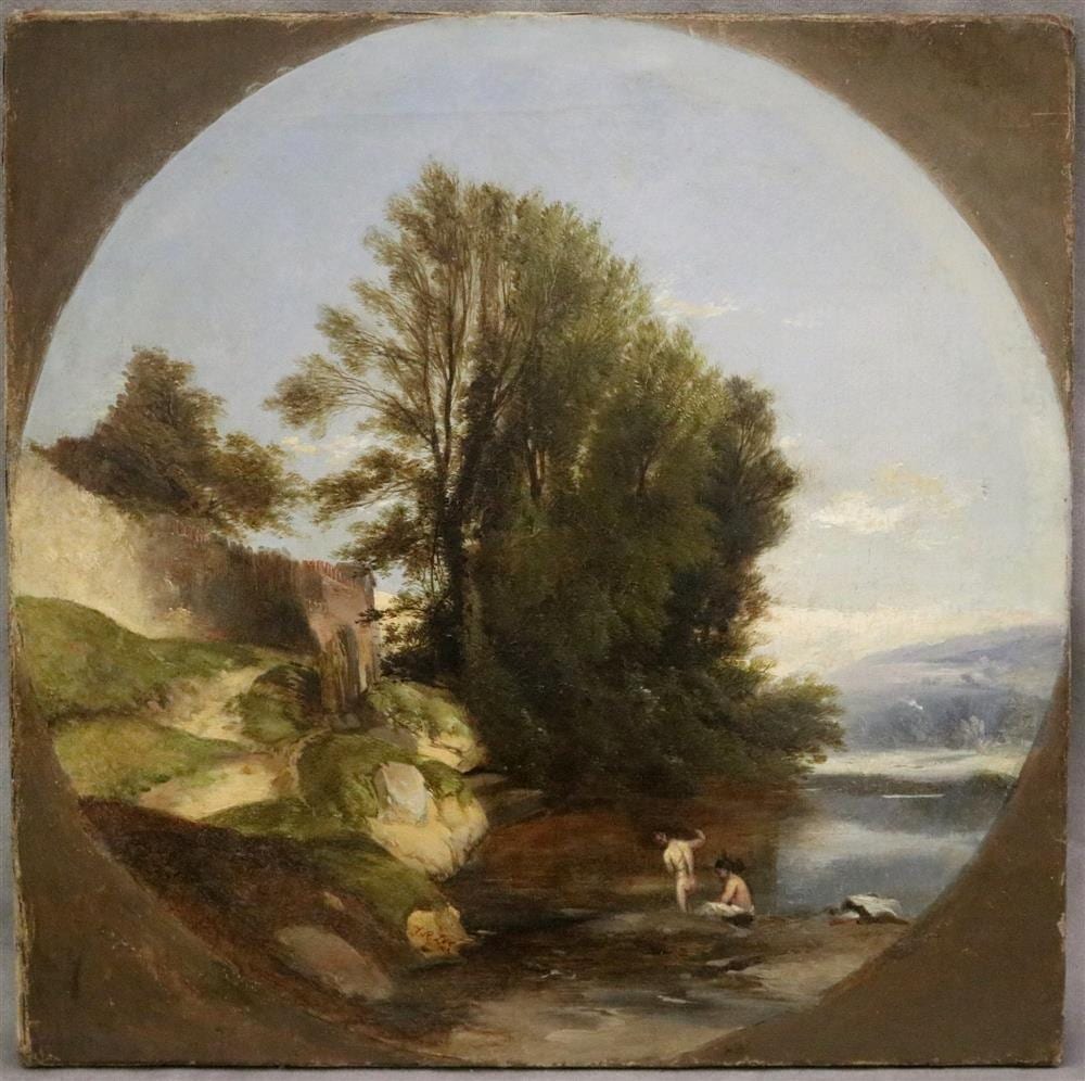 Frederick Richard Lee comparable auction result: frederick richard lee british 1798 1879 bathers in a river oil on canvas signed unframed