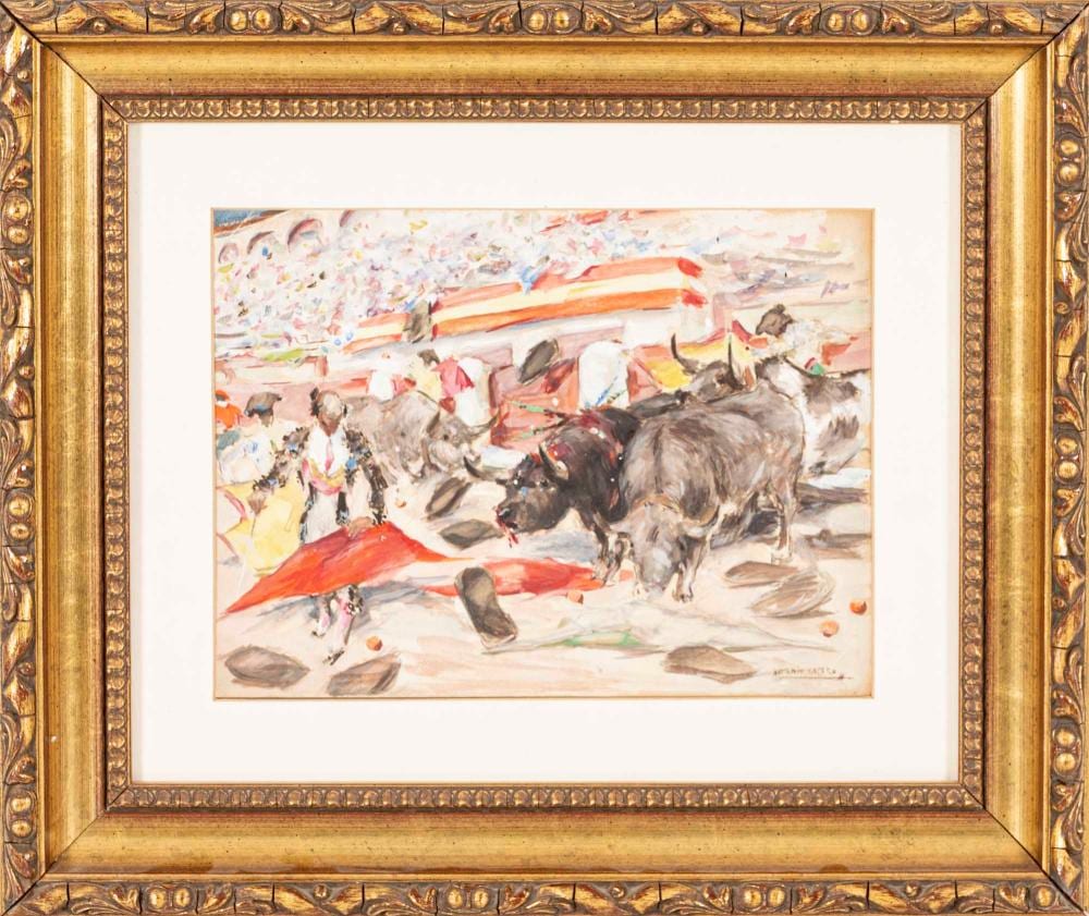 Antonio Casero Sanz comparable auction result: antonio casero sanz 1897 98 1973 tauromaquia aguarela sobre papel assinado dim aprox 24 x 32 5 cm