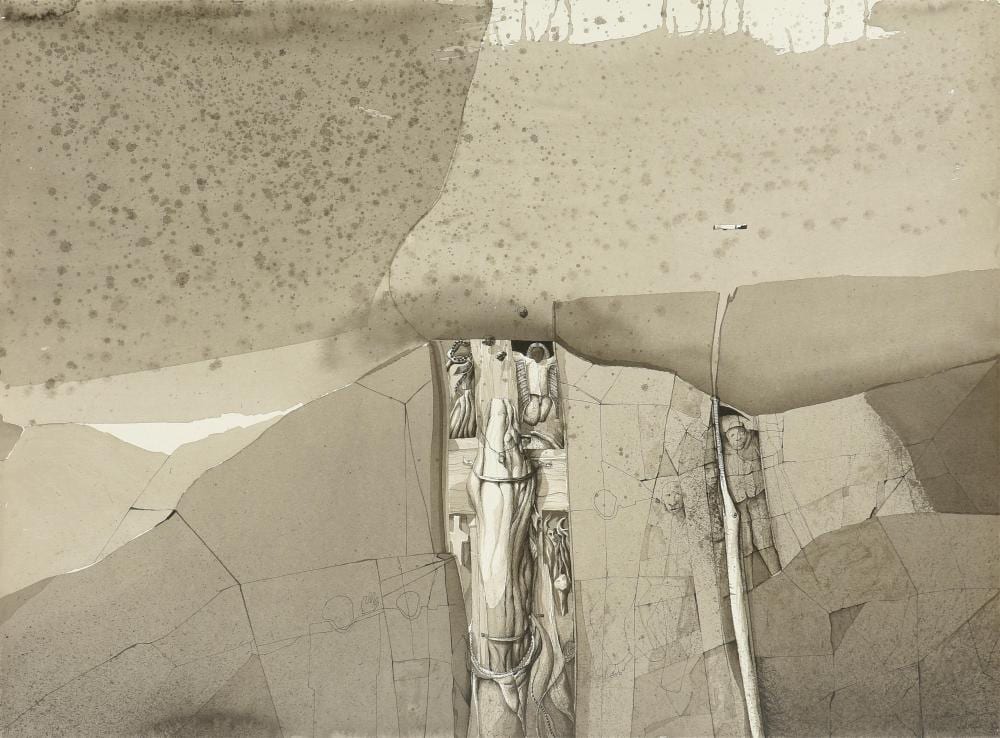 Lucas Johnson comparable auction result: lucas johnson american texas houston school 1940 2002 a drawing untitled drawing from the underworld 1993