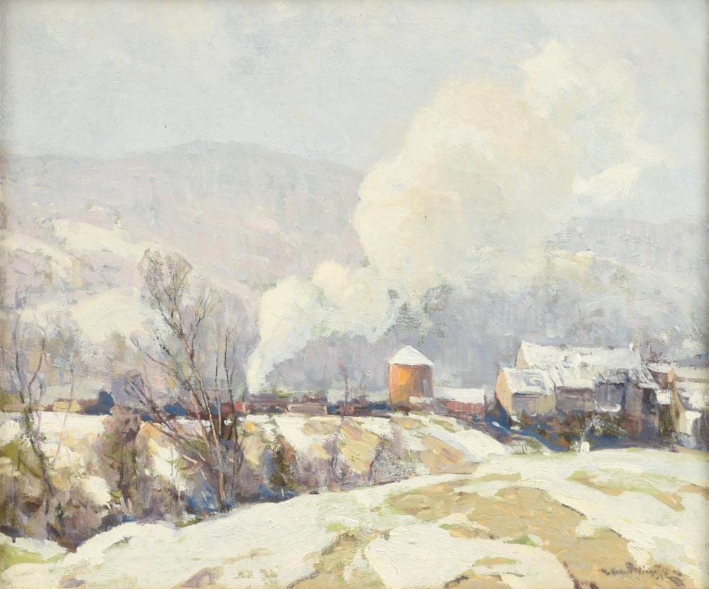 Hobart Nichols comparable auction result: hobart nichols american 1869 1962 a painting january thaw 20th century