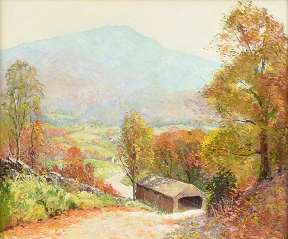 Roger Wilson Dennis comparable auction result: roger wilson dennis american 1902 1996 a painting covered bridge