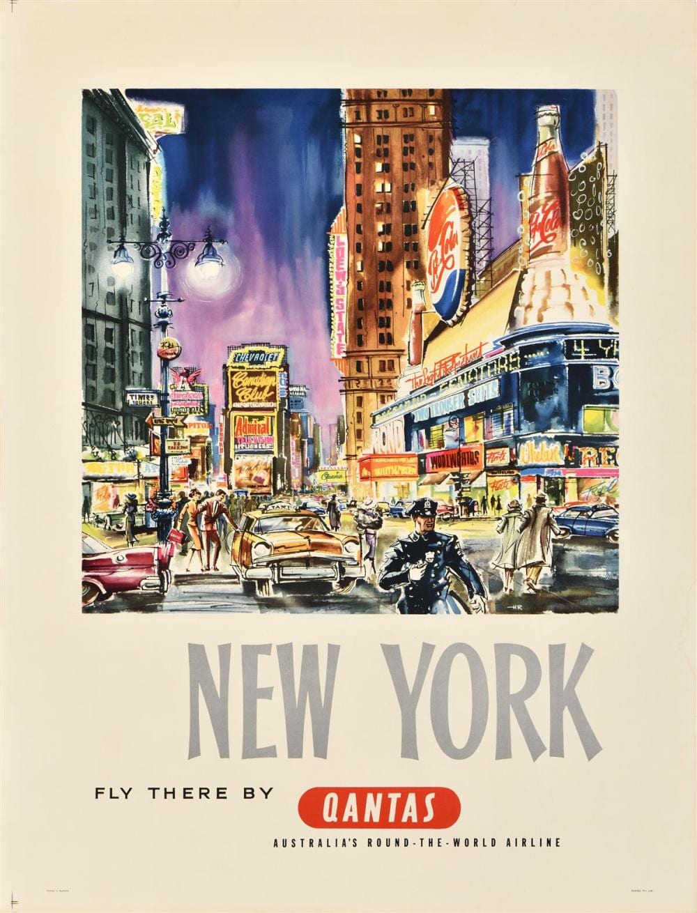 Harry Rogers comparable auction result: harry rogers 1929 2012 new york fly there by qantas circa 1958