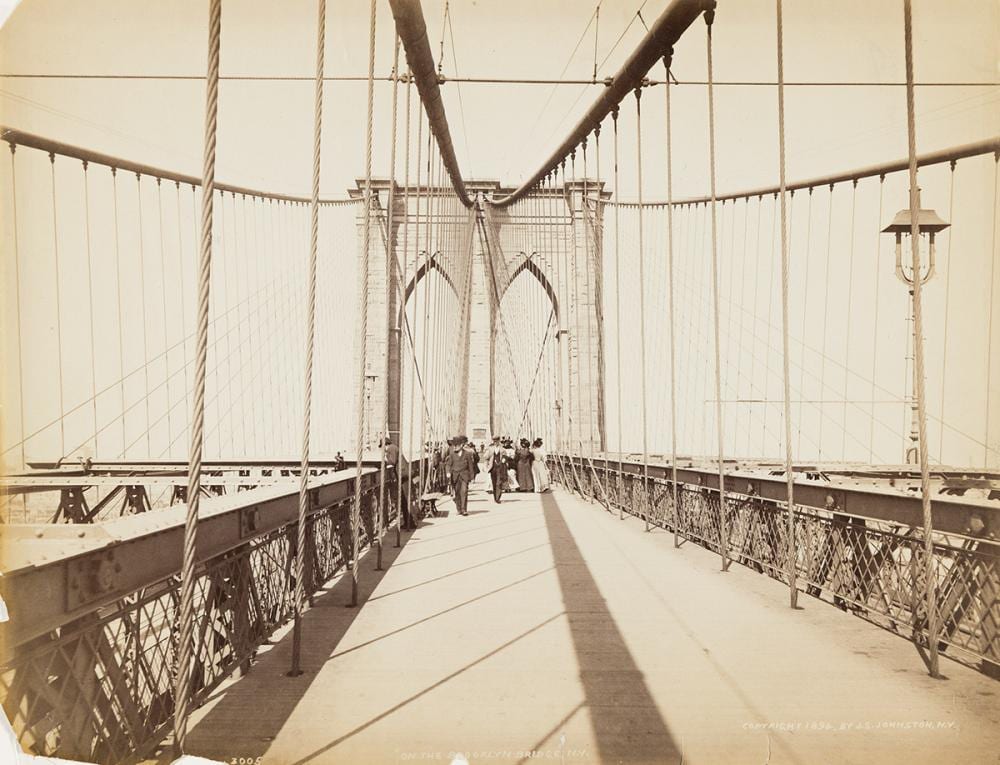 john s johnston 1839 1899 on the brooklyn bridge 1894 · Swann Auction Galleries · 2024-09-26 John S. Johnston comparable auction result: john s johnston 1839 1899 on the brooklyn bridge 1894