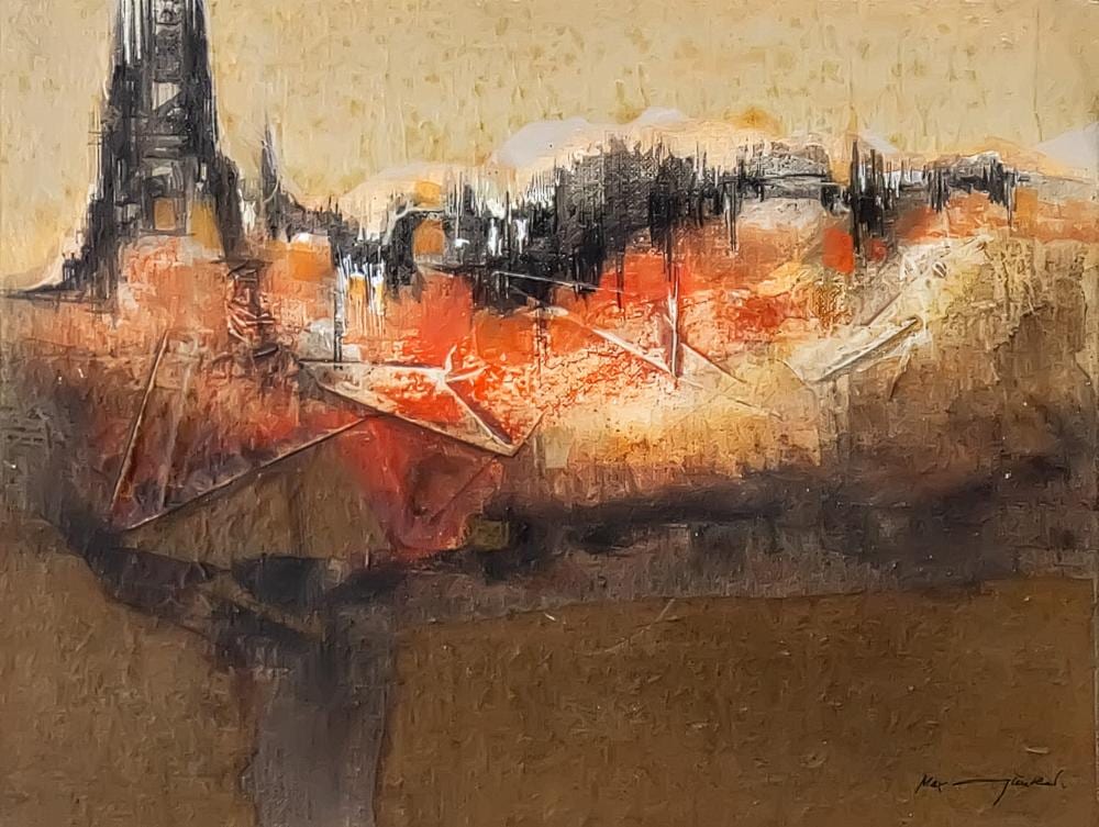 Max Gunther comparable auction result: max gunther swiss italian 1934 1974 paese caldo oil on canvas 1964