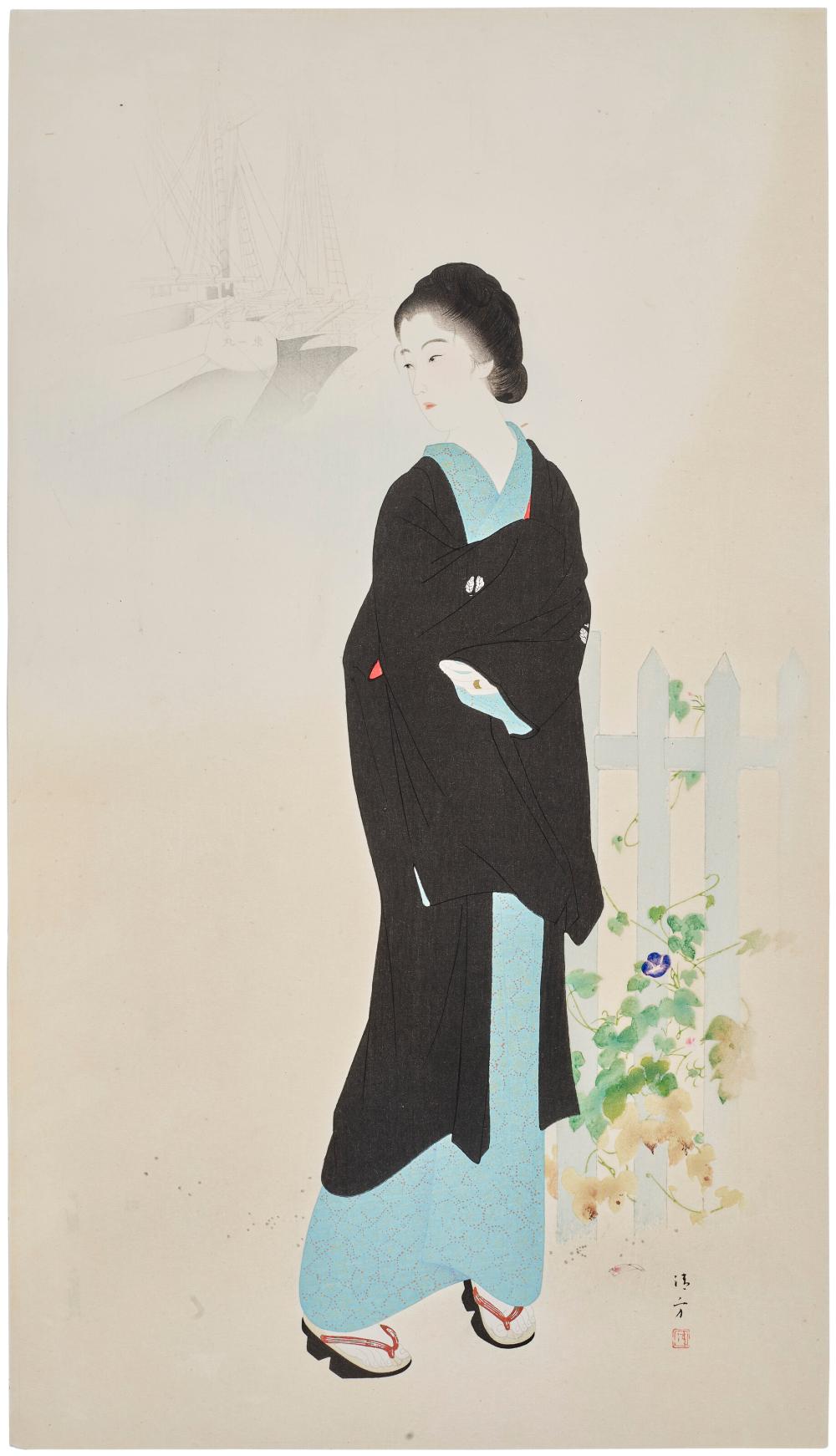 Kiyokata Kaburagi comparable auction result: kaburagi kiyokata 1878 1972 tsukiji akashi cho 22 x 13 in 57 2 x 33