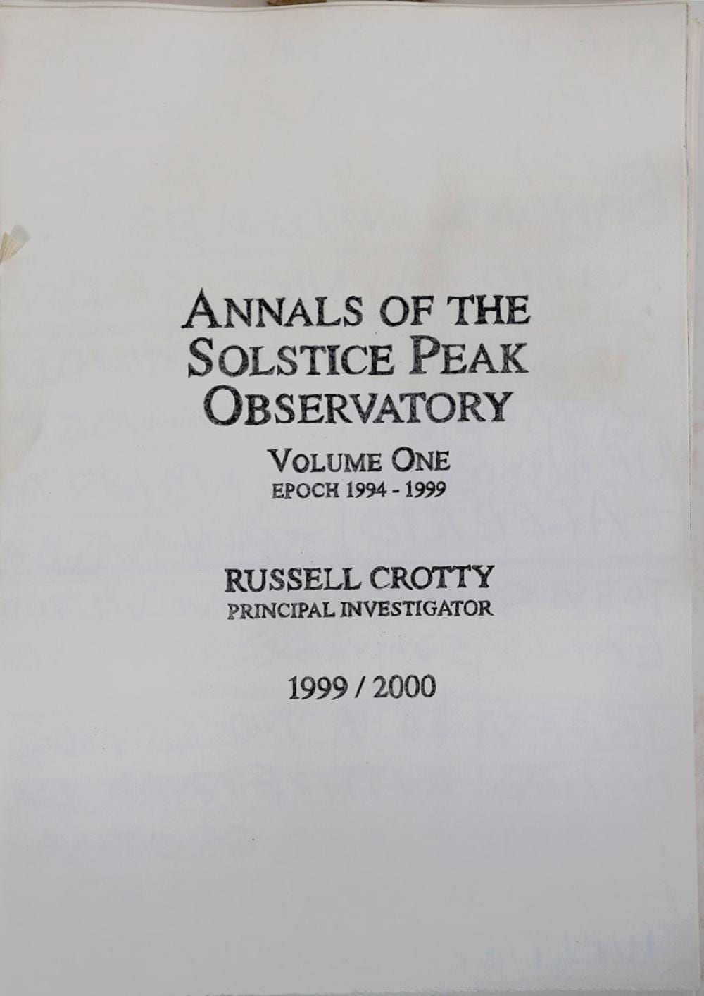 Russell Crotty comparable auction result: russell crotty solstice peak observatory book