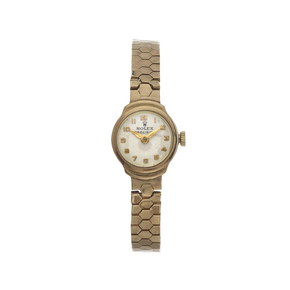 Rolex, an early 9ct gold Precision bracelet watch sold by Kinghams Auctioneers, lot 194 — auction record photograph