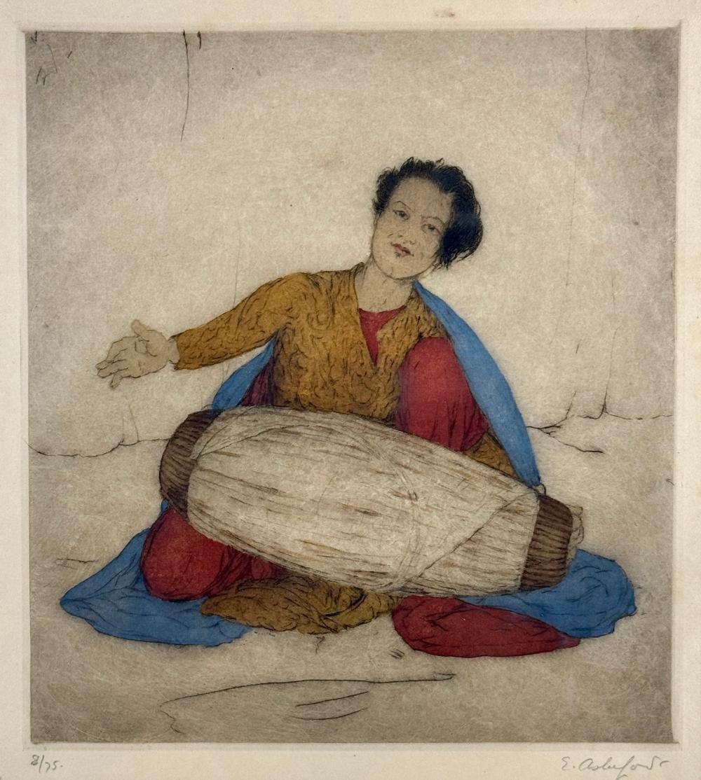 Elyse Lord comparable auction result: pair of colored etchings by elyse lord