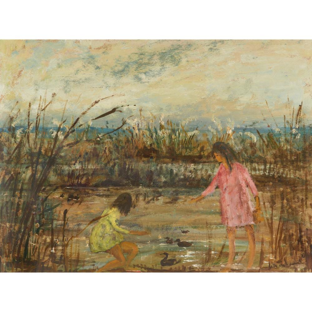 Phyl Waterhouse comparable auction result: phyl waterhouse 1917 1989 feeding the ducks oil on board 44 x 59 5cm