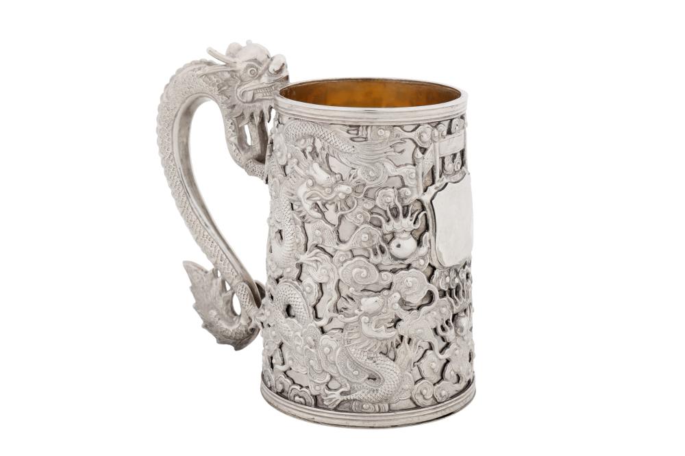 A late 19th century Chinese export silver mug, Canton circa 1870, marked Feng Zhao Ji sold by Chiswick Auctions, lot 1 — auction record photograph