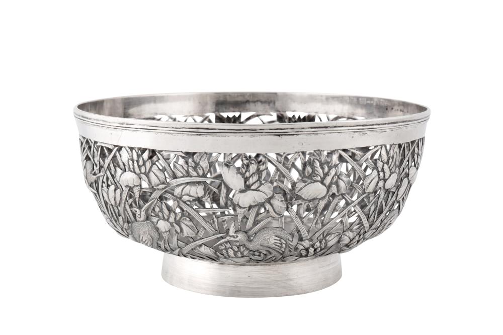 An early 20th century Chinese export silver bowl, Canton circa 1920 marked Chen Chang, retailed by Wa Chun of Canton and Hong Kong sold by Chiswick Auctions, lot 75 — auction record photograph