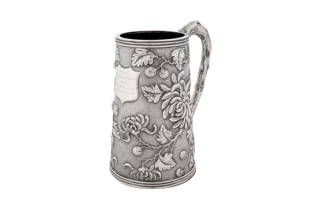 An early 20th century Chinese export silver mug, Shanghai circa 1920, marked An Chang of Canton and Shanghai sold by Chiswick Auctions, lot 88 — auction record photograph