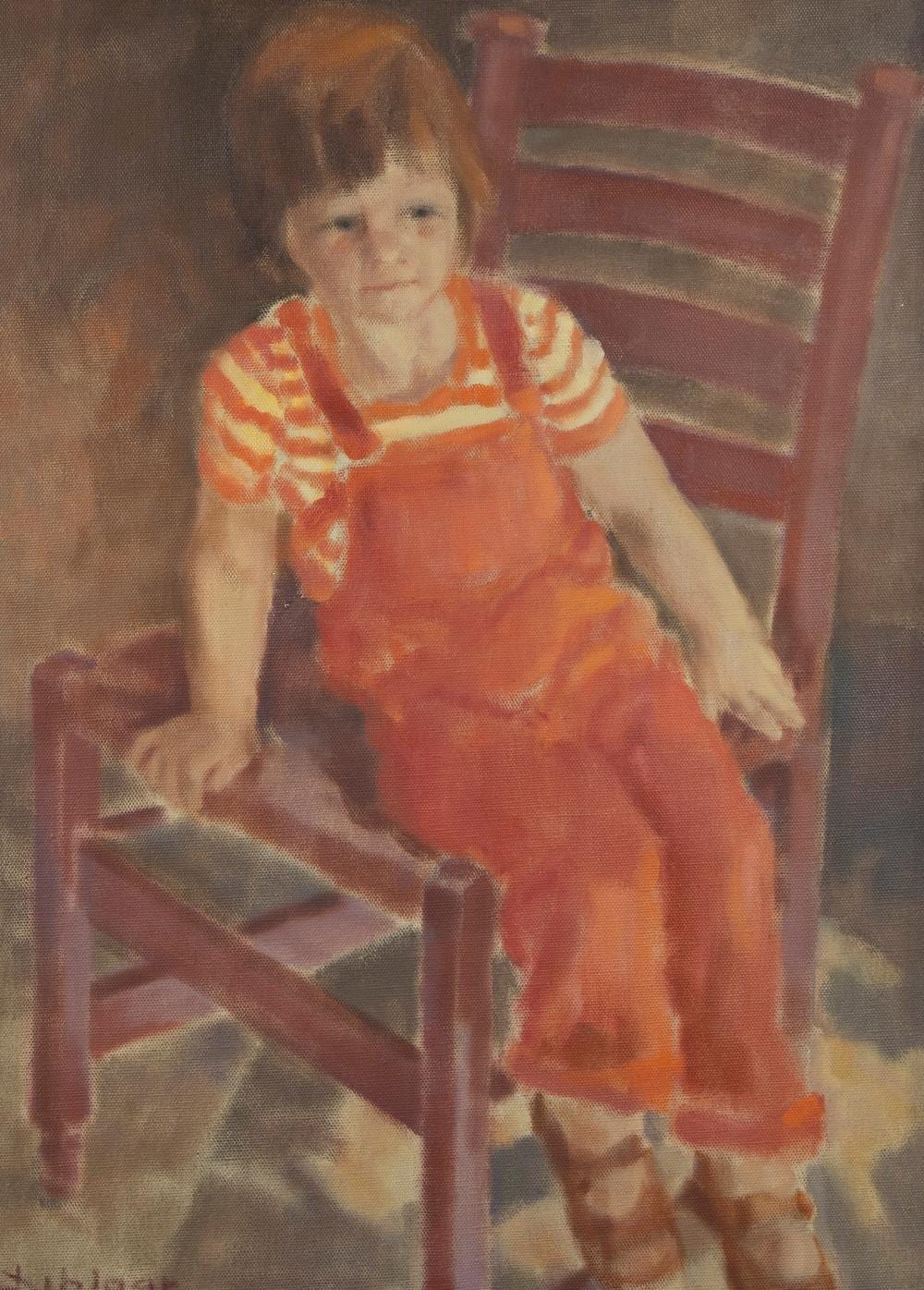 Hans Kitslaar comparable auction result: hans kitslaar 1944 oil on canvas child on red chair signed