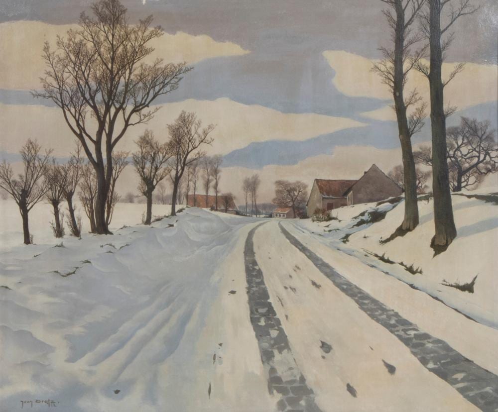 Jean Dratz comparable auction result: jean dratz 1903 1967 oil on canvas fermette au bord du chemin enneig signed and dated