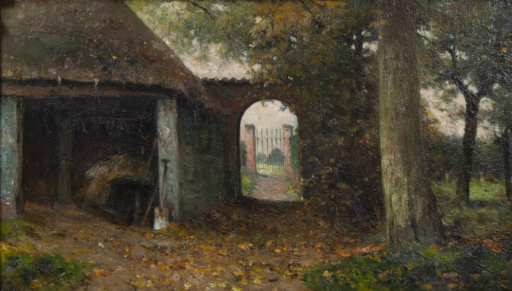 Isidore Meyers comparable auction result: isidore meyers 1836 1917 oil on canvas barn with spade signed