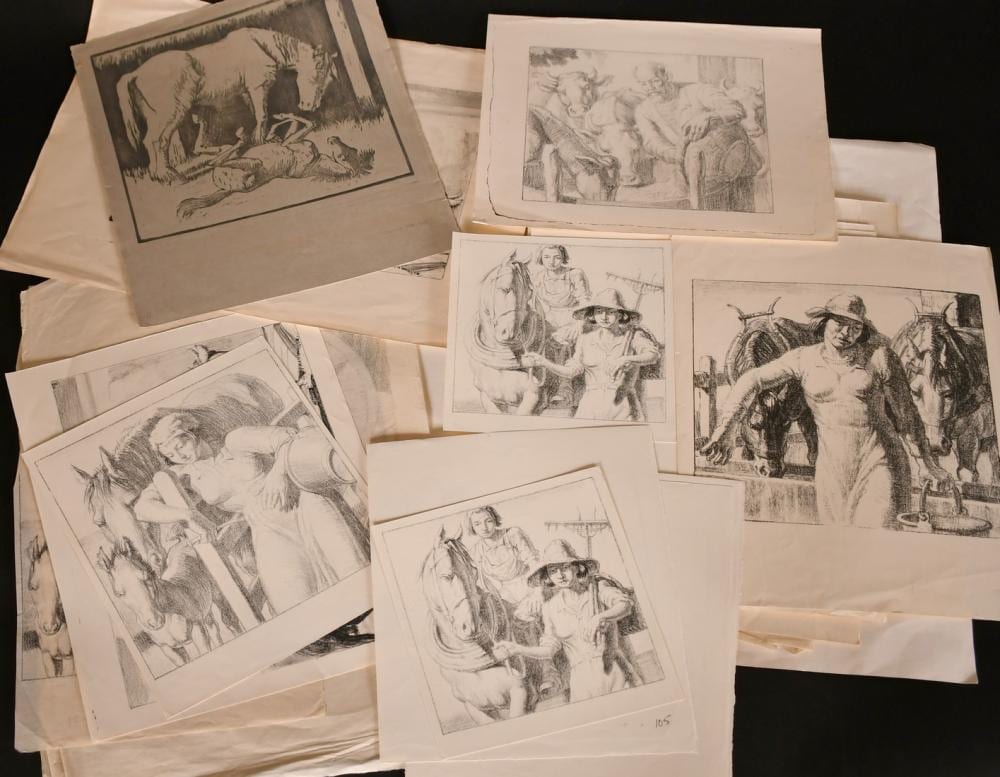 Harold Dearden comparable auction result: harold dearden 1888 1962 a large collection of lithographs farming subjects unframed q