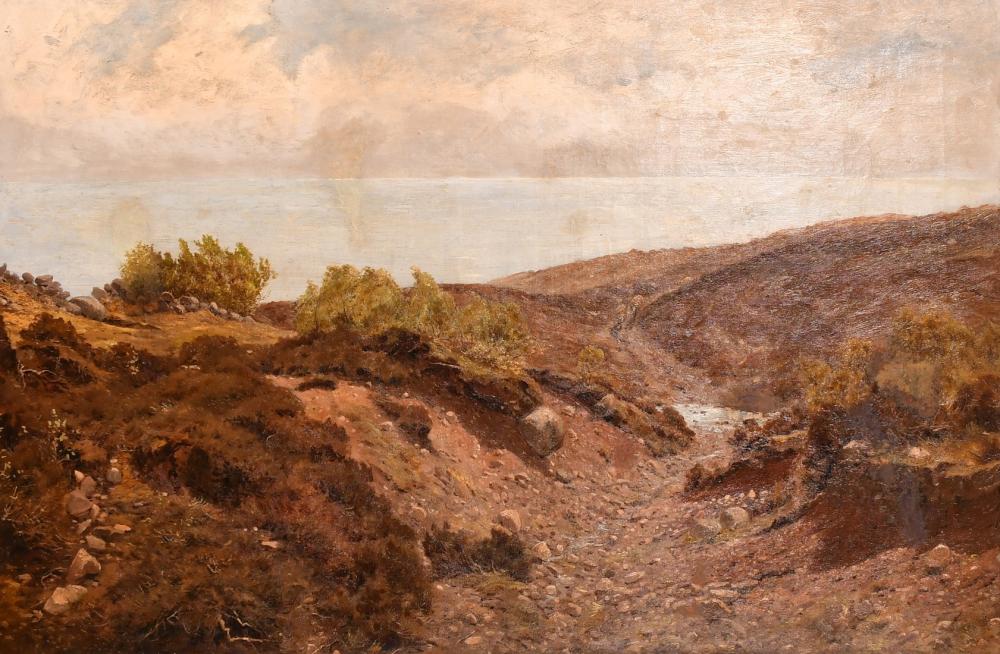 Herbert Moxon Cook comparable auction result: herbert moxon cook 1844 1928 sheep on a rocky coastal path with a sea view beyond oil on canvas signed 2