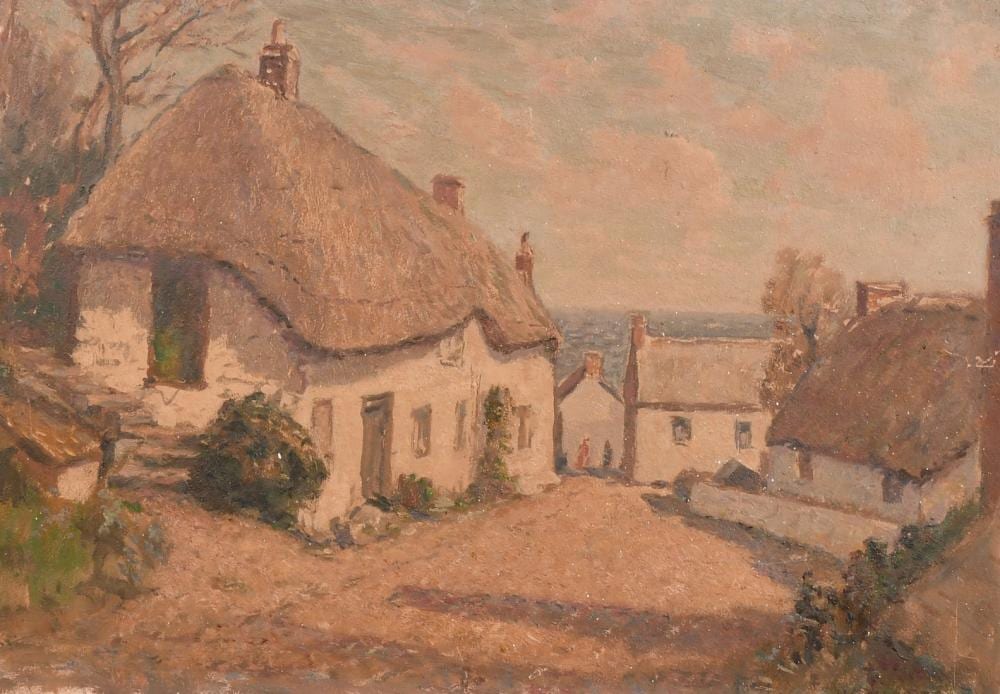 Henry Merritt comparable auction result: henry samuel merritt 1884 1963 a view of cottages in cadgwith cornwall oil on board signed 10 x 14 2
