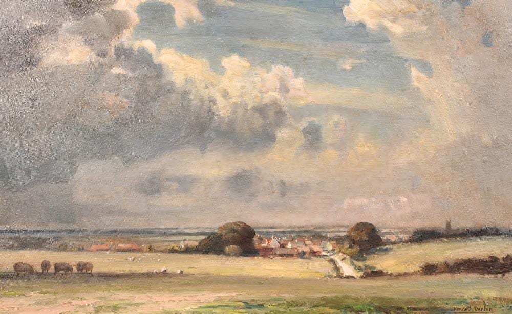 Kenneth Denton comparable auction result: kenneth denton b 1932 in suffolk an expansive landscape view oil on board signed inscribed verso 14