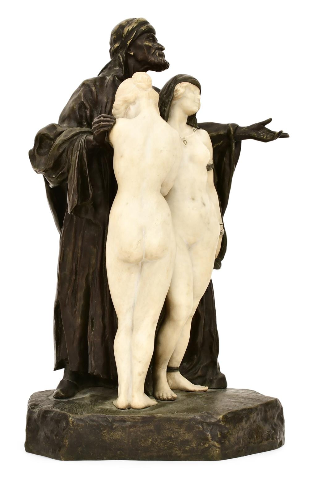 Amedeo Gennarelli comparable auction result: amedeo gennarelli italian french 1881 1943 orientalist sculpture of a man and two woman