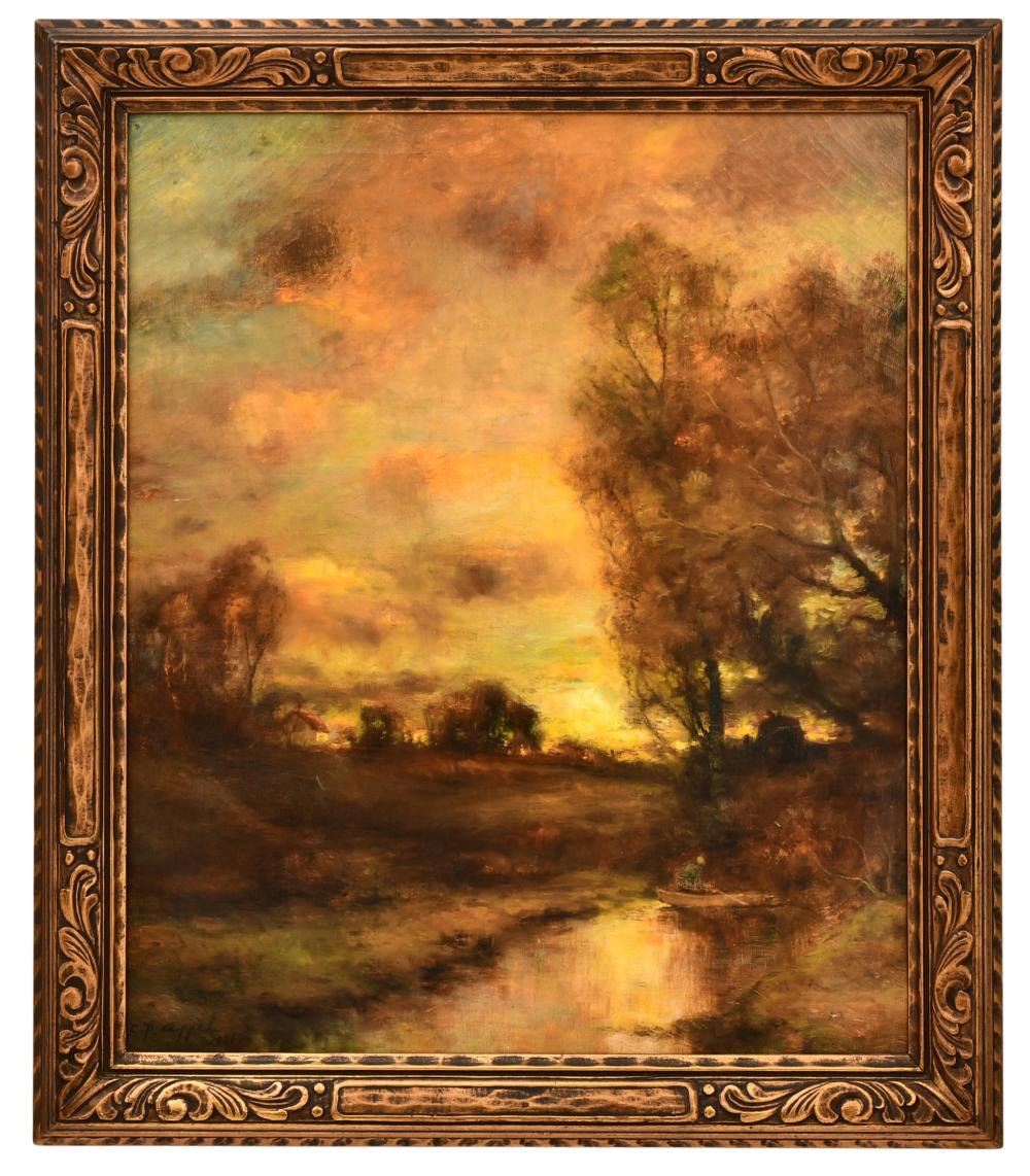Charles P. Appel comparable auction result: charles p appel american 1857 1928 sunset landscape with man in boat