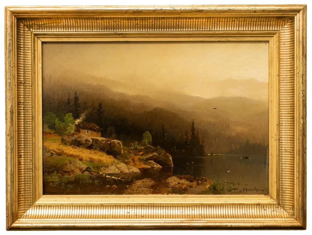 Georg Anton Rasmussen comparable auction result: georg anton rasmussen 1842 1914 cabin by the fjord 1871