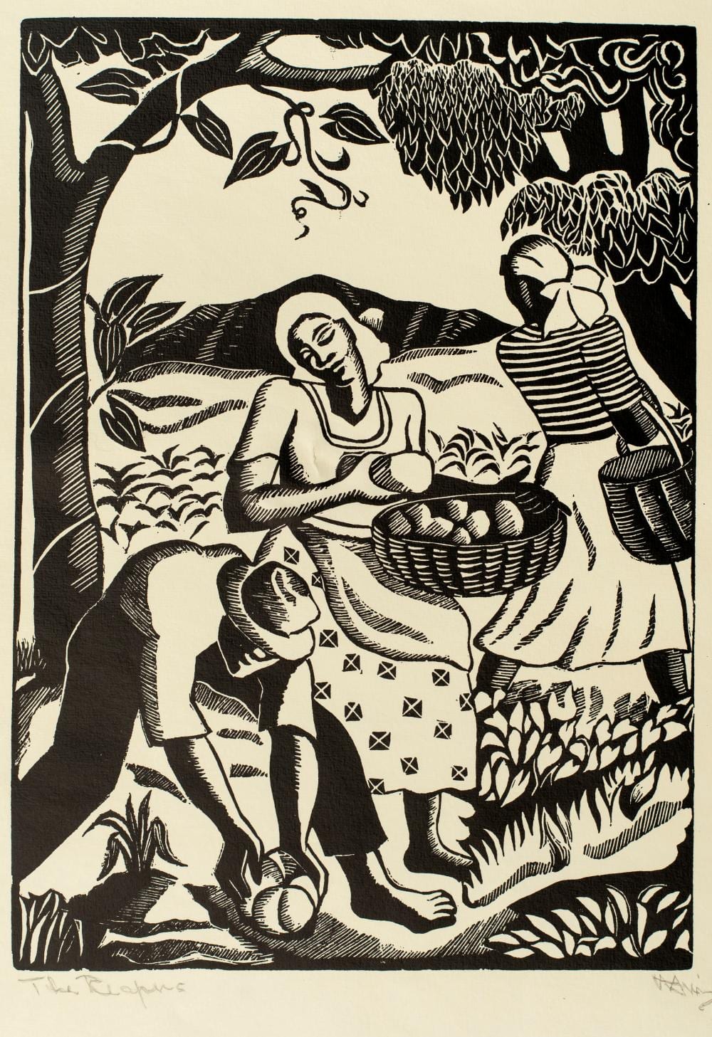 Albert Huie comparable auction result: albert huie 1920 2010 the reapers jamaica 1940 s