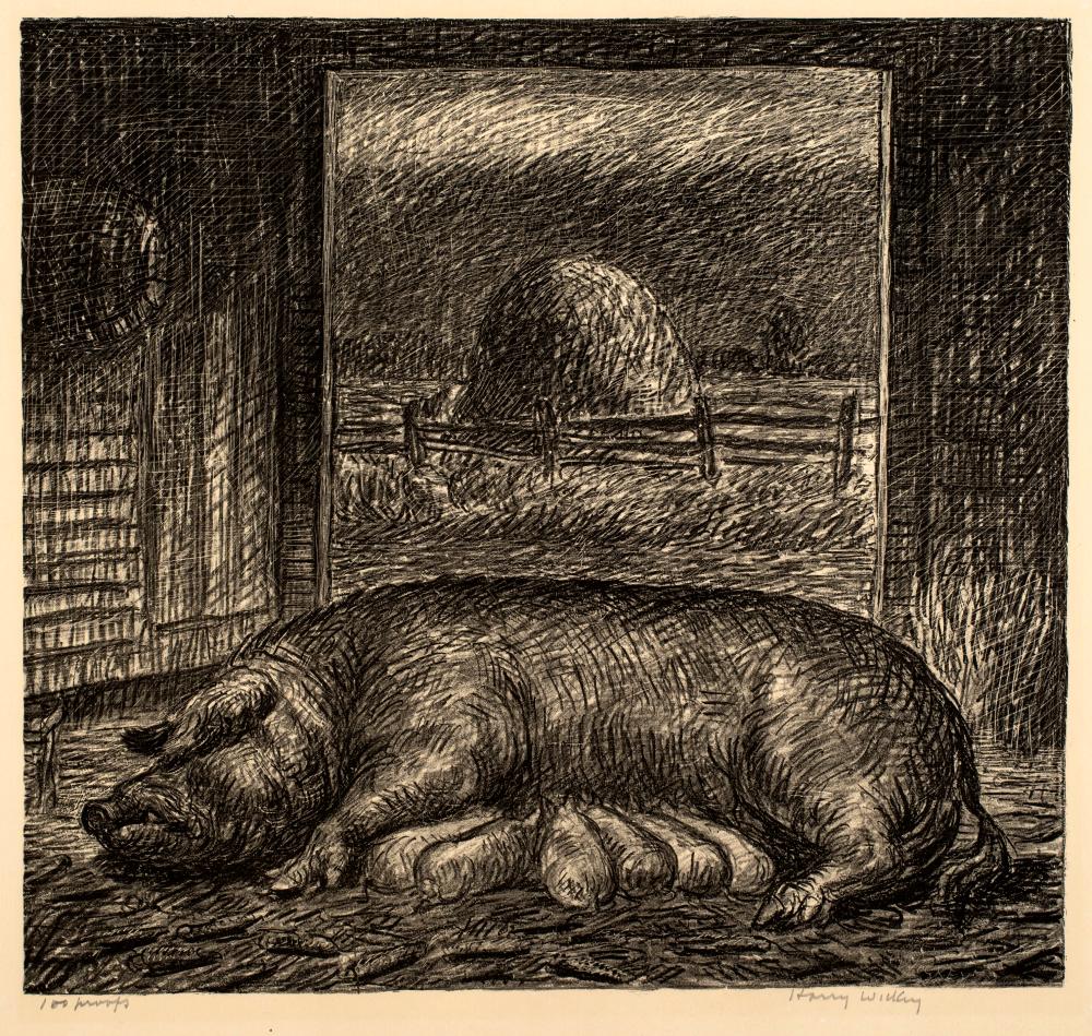 Harry Herman Wickey comparable auction result: harry herman wickey 1892 1968 piglets and sow 1936