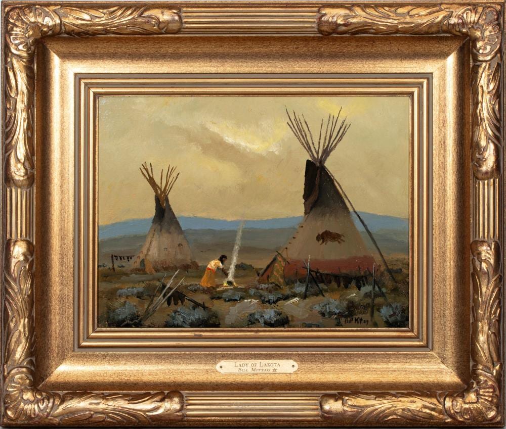 Bill Mittag comparable auction result: bill mittag b 1935 native american oil on canvas