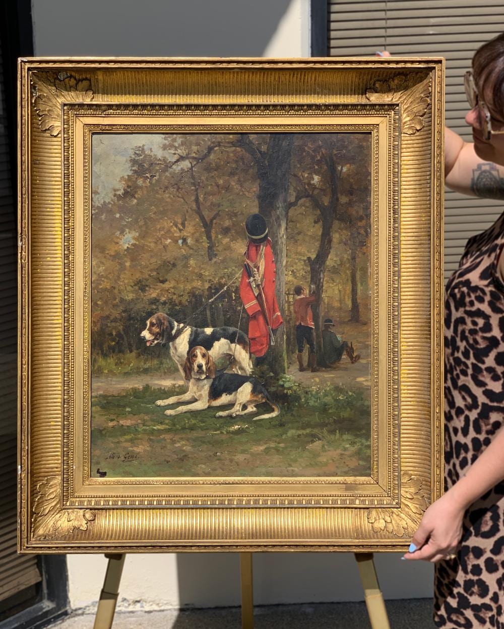 Albert de Gesne comparable auction result: albert de gesne 1864 1903 hunting dogs at rest