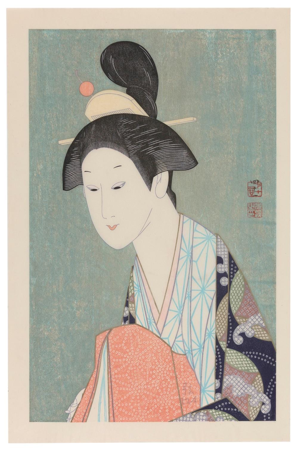 tsuruya kokei japan 1946 the tayu from ninin wankyu woodblock print on thin ganpi paper 23 x 16 unframed · Eldred's · 2024-09-27 Tsuruya Kokei comparable auction result: tsuruya kokei japan 1946 the tayu from ninin wankyu woodblock print on thin ganpi paper 23 x 16 unframed
