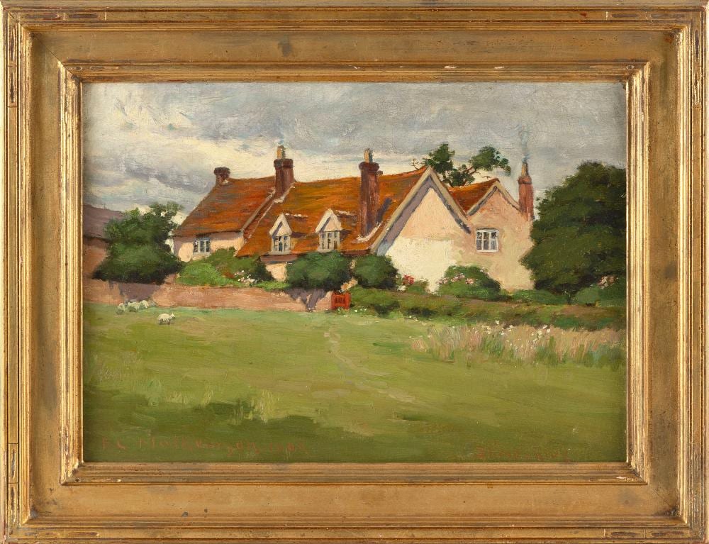 frank convers mathewson rhode island 1862 1941 shropshire depicting a house and fields oil on board 10 x 14 framed 13 75 x 17 75 · Eldred's · 2024-10-16 Frank Convers Mathewson comparable auction result: frank convers mathewson rhode island 1862 1941 shropshire depicting a house and fields oil on board 10 x 14 framed 13 75 x 17 75