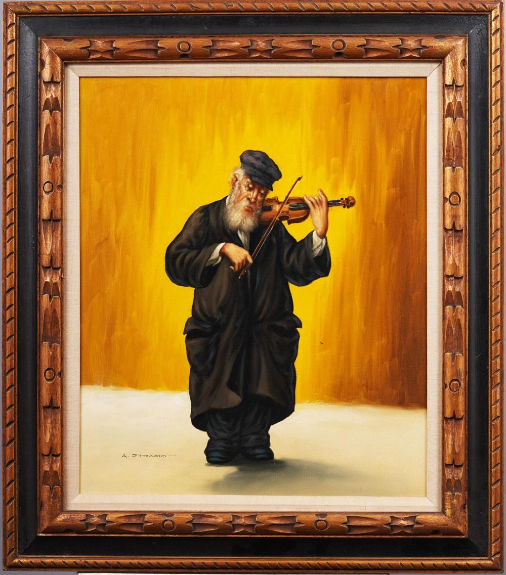 Abraham Straski comparable auction result: abraham straski 1903 1987 antique signed polish realist jewish violin player framed oil painting
