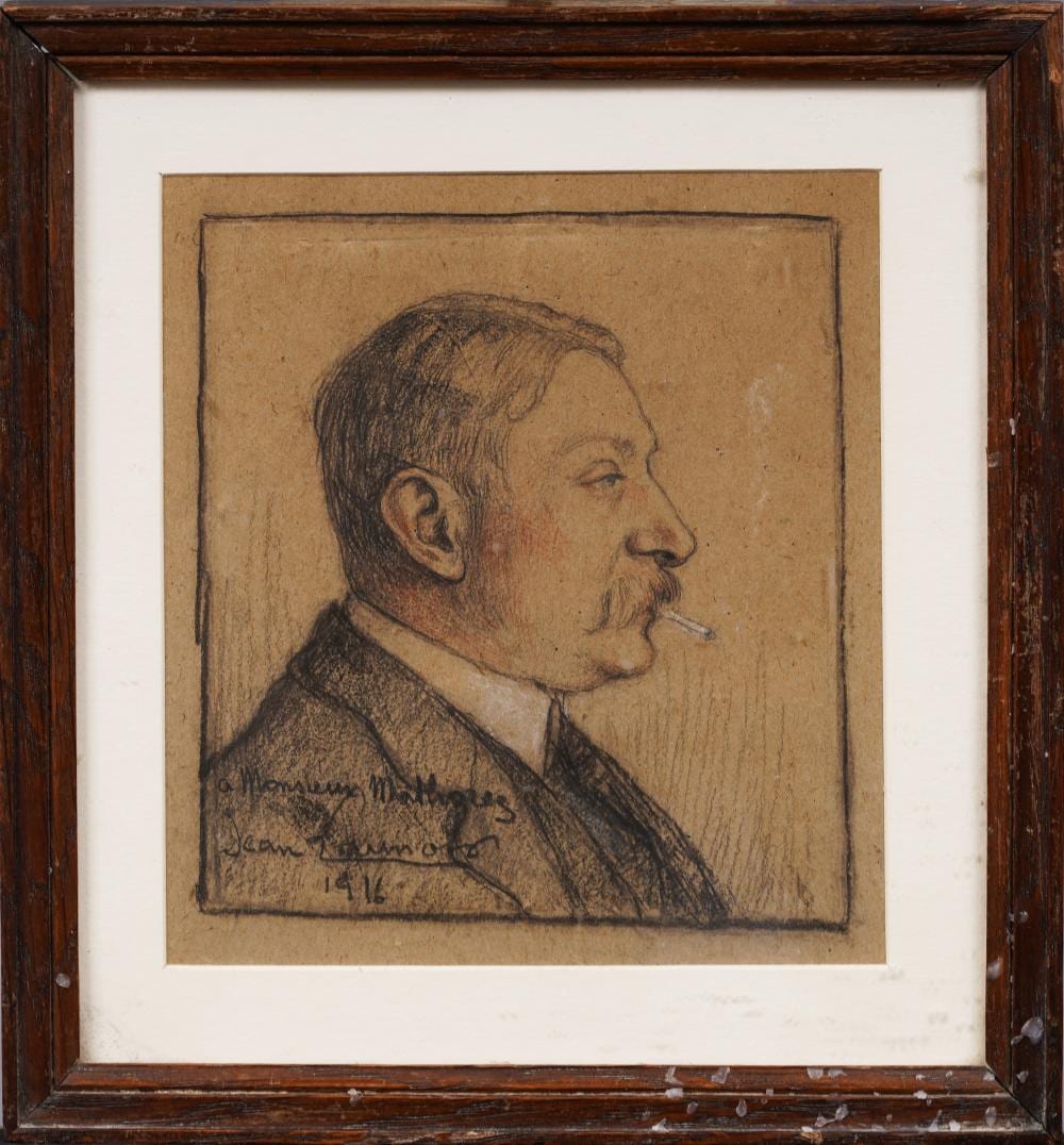 Jean Launois comparable auction result: jean launois 1898 1942 antique french portrait 1916 mr matharez framed original painting
