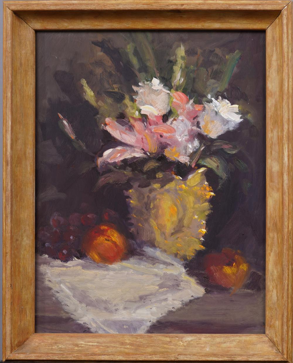 Robert A Waltsak comparable auction result: robert a waltsak b 1944 vintage american impressionist flower and fruit still life oil painting