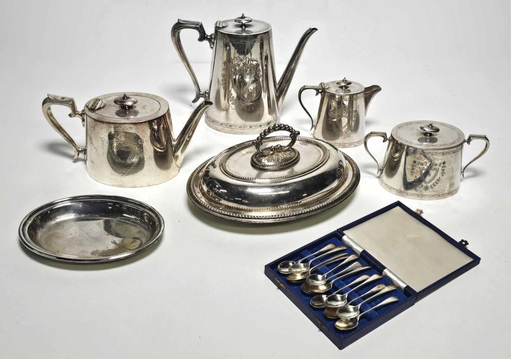 Albert Hardy comparable auction result: a collection of silver plated wares including hardy s