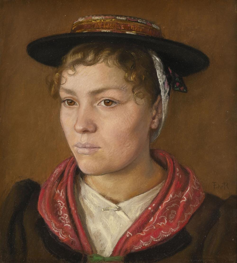 François de Ribaupierre comparable auction result: fran ois de ribaupierre 1886 1981 portrait de valaisanne pastel sur papier monogramm 35x31 5 cm vue