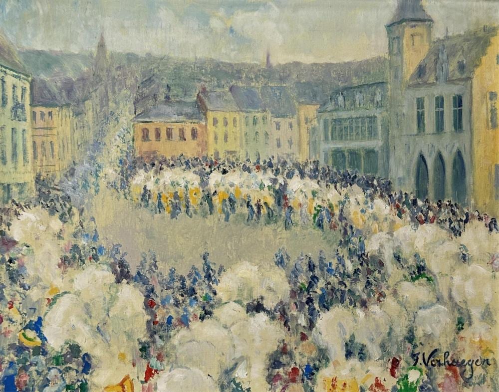 Fernand Verhaegen comparable auction result: fernand verhaegen 1883 1975 le carnaval de binche huile sur toile dimensions 40 x 49 cm